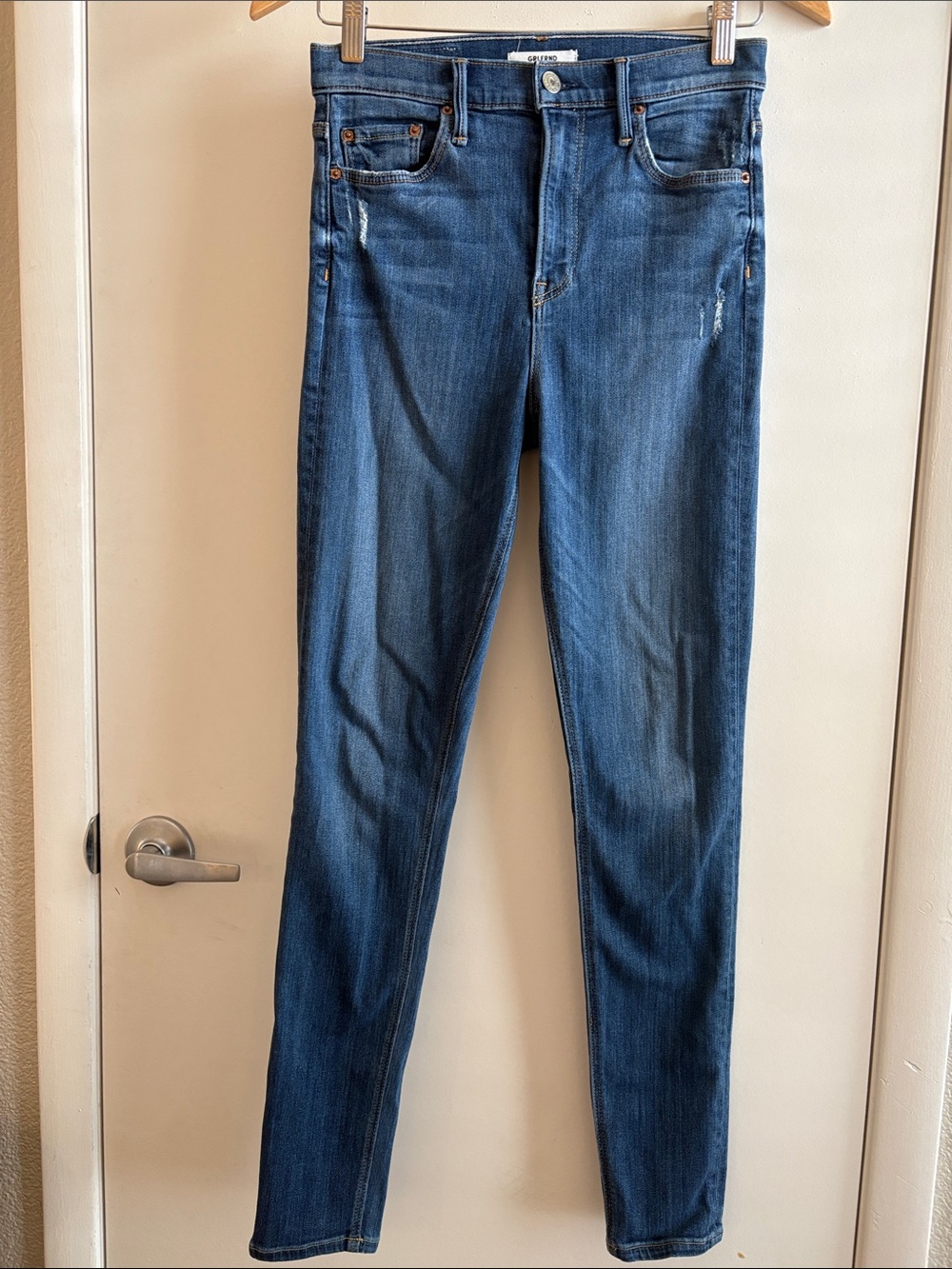 GRLFRND Kendall High RiseMid Wash Distressed Skinny Jeans SZ 27